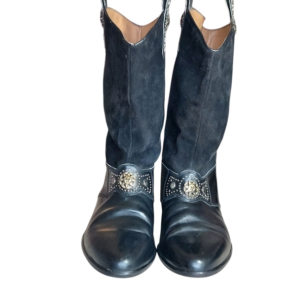 R. Martegani's Sun God Studded Black Leather with Decorative Ankle Strap Boots - Picture 15 of 15